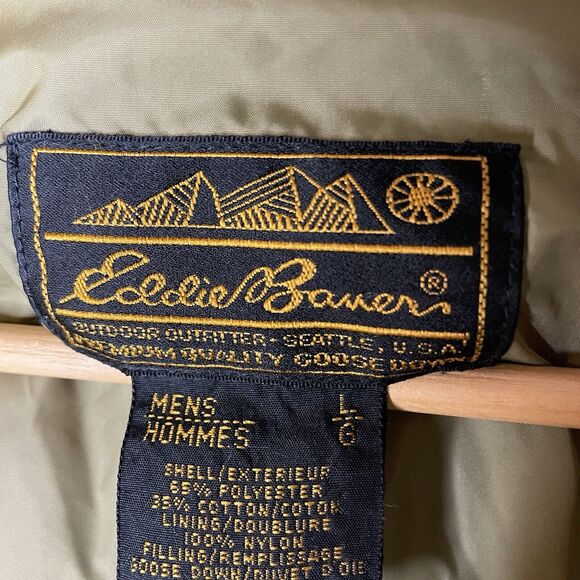 VTG Eddie Bauer Dark Green Premium Goose Down Expedition Parka Jacket Men Large - Picture 7 of 14